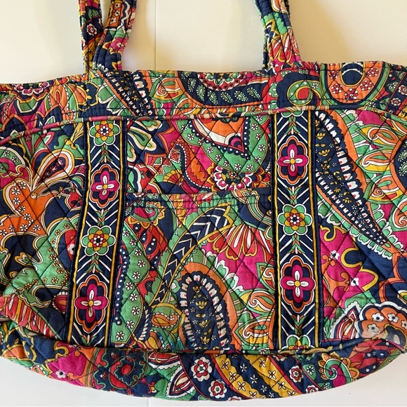 Vera Bradley Venetian Paisley Purse Bag Tote Navy Blue Orange Wristlet Wallet - Picture 3 of 15